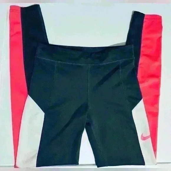 Nike Dri-Fit Tight Fit Leggings, Girls Size XL, Black with Pink & White Panels - Picture 7 of 10